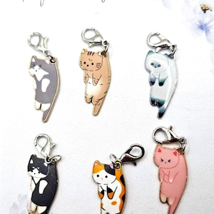 Cat Badge Reel Charm, Zipper Pull, Stitch Markers, Badge Buddy, Cat Lovers, ID Holder Charms, Purse Charms
