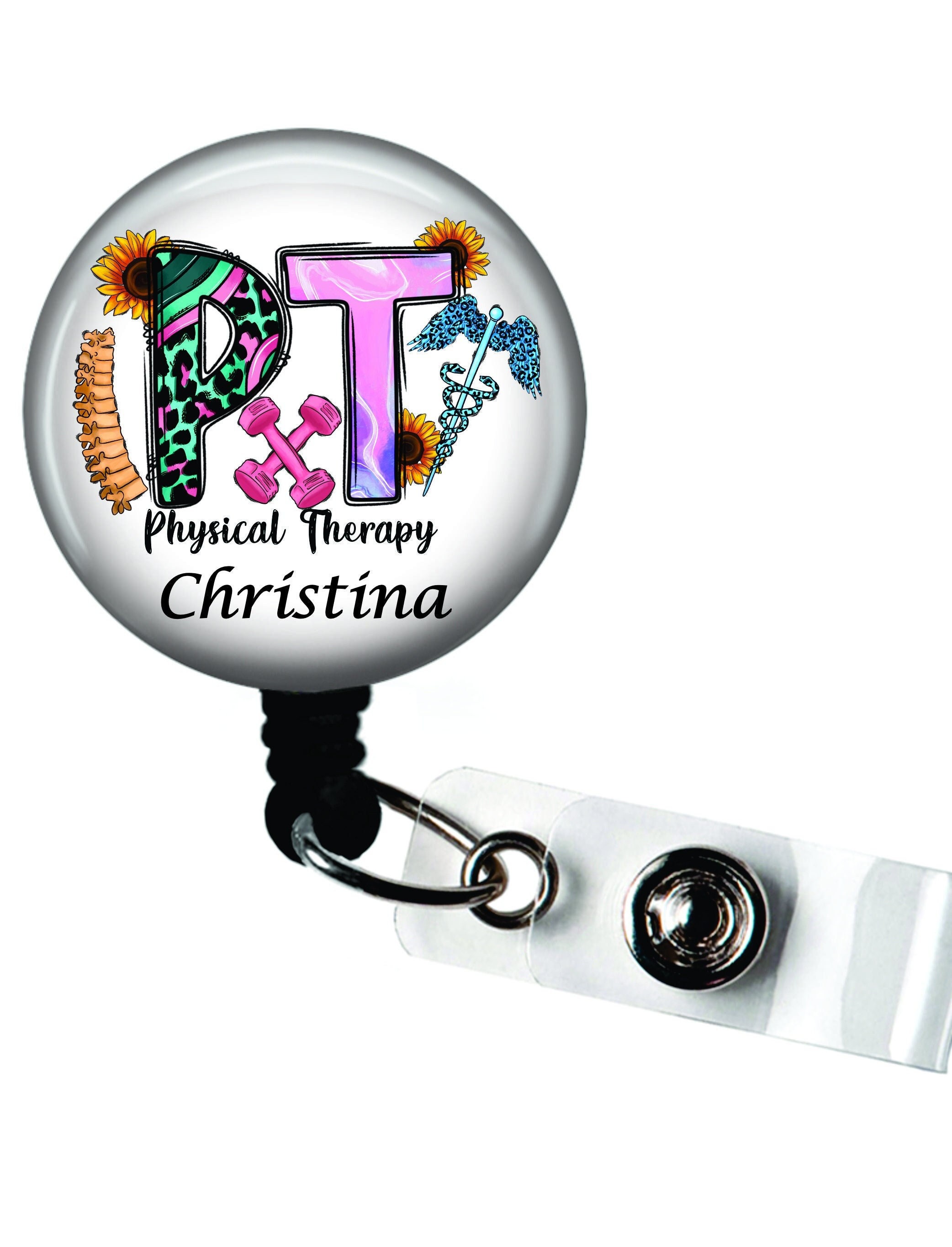 Physical Therapy Badge Reel Physical Therapist Badge PT Gift Stethoscope ID  Physical Therapy Graduate Custom Personalize -  Australia