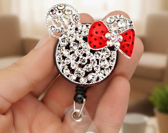 Crystal Mouse Badge Reel: Nurse, Teacher, Medical Staff ID