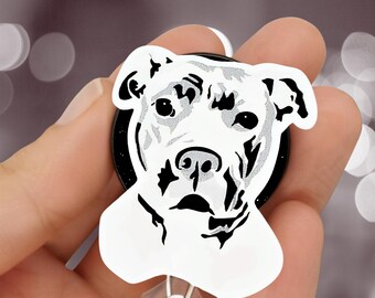 Bull Terrier Badge Reel: Glitter Accent, Nurse/Veterinarian Gift