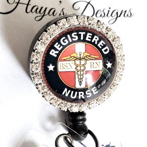 BSN-RN Retractable Badge Reel, Breakaway Lanyard Badge Reel, Registered Nurse