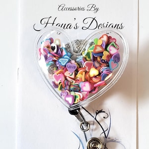 Heart Shaker Retractable Badge Reel, Breakaway Lanyard Badge Reel, Valentines Day