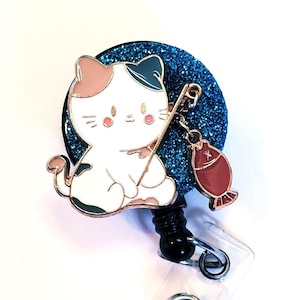 Let's Go Fischen Abzeichen Reel | Geschenk | Krankenschwester Geschenk | Fischen | Abzeichen Reels | Lanyard Abzeichen Rolle | Stethoskop ID | Personalausweis | Katze Humor
