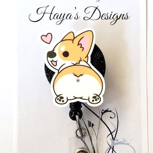 Corgi Dog Retractable Badge Reel, Breakaway Lanyard Badge Reel, Vet Tech, Dog Mom