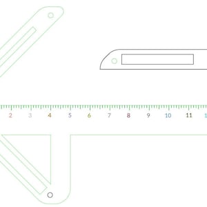 Center Finder mal sjabloon SVG, lasergesneden raster, centreerliniaal digitaal bestand, straalmal, uitlijningsgids lasergesneden bestand