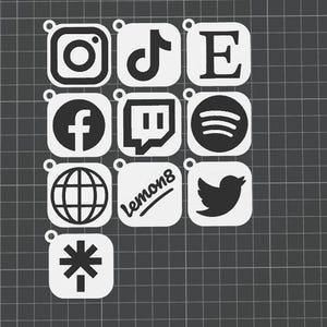 Social Media NFC Keychain Tag | Customizable 3D-Print File | Pre-Colored 3MF | Instagram | Etsy | Twitter | Tik Tok | Facebook | Twitch