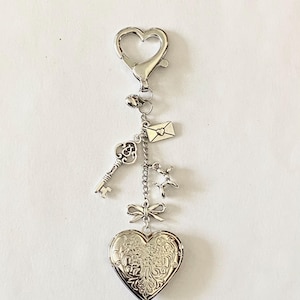 Coquette Silver Heart Locket Key Chain