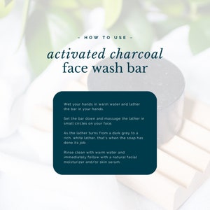 Activated Charcoal Solid Face Wash Soap Bar for All Skin Types | Zero Waste, Plastic Free, Vegan, Palm Oil Free, Cruelty Free