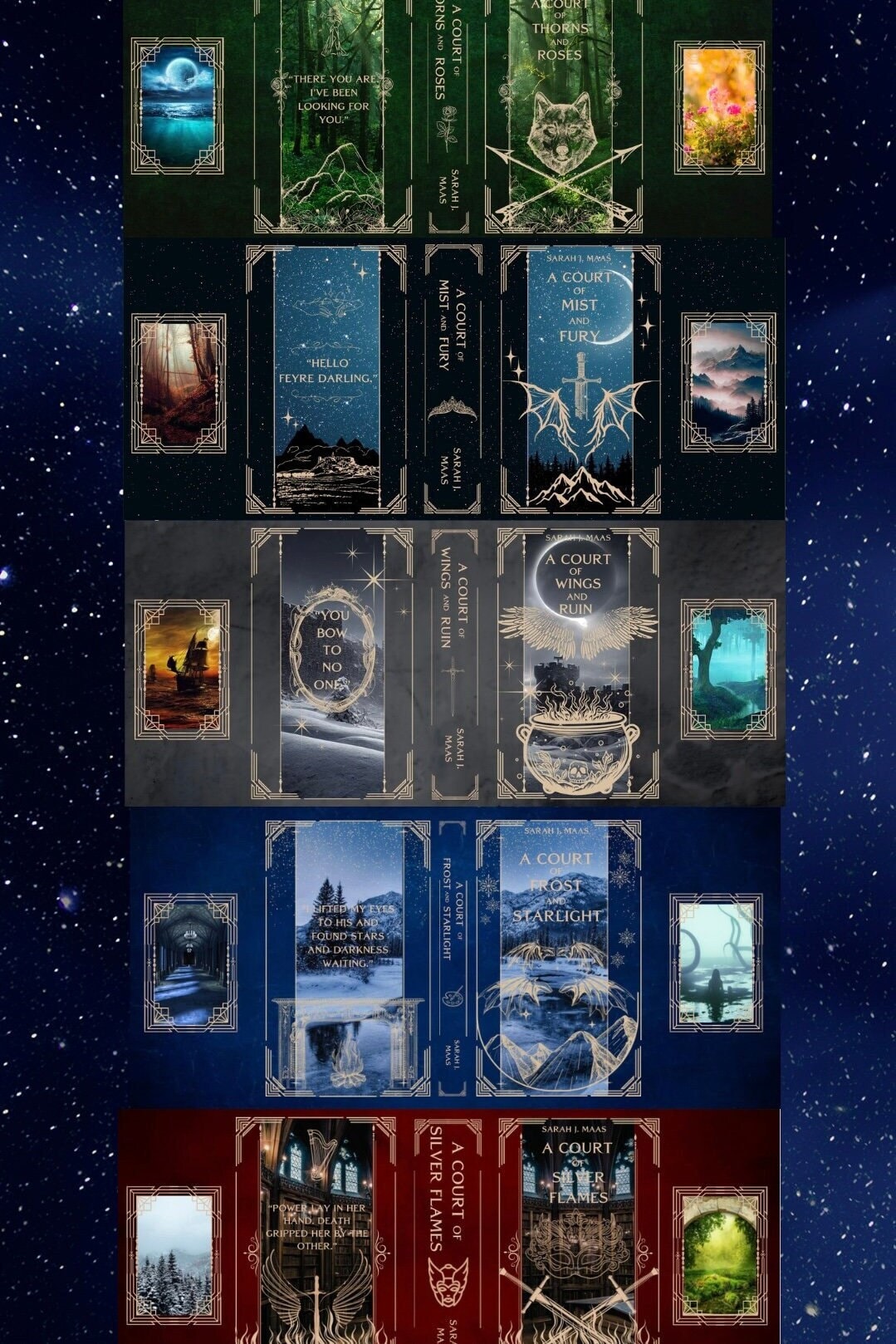 Complete Set of A Court of Thorns and Roses Series Dust Jackets