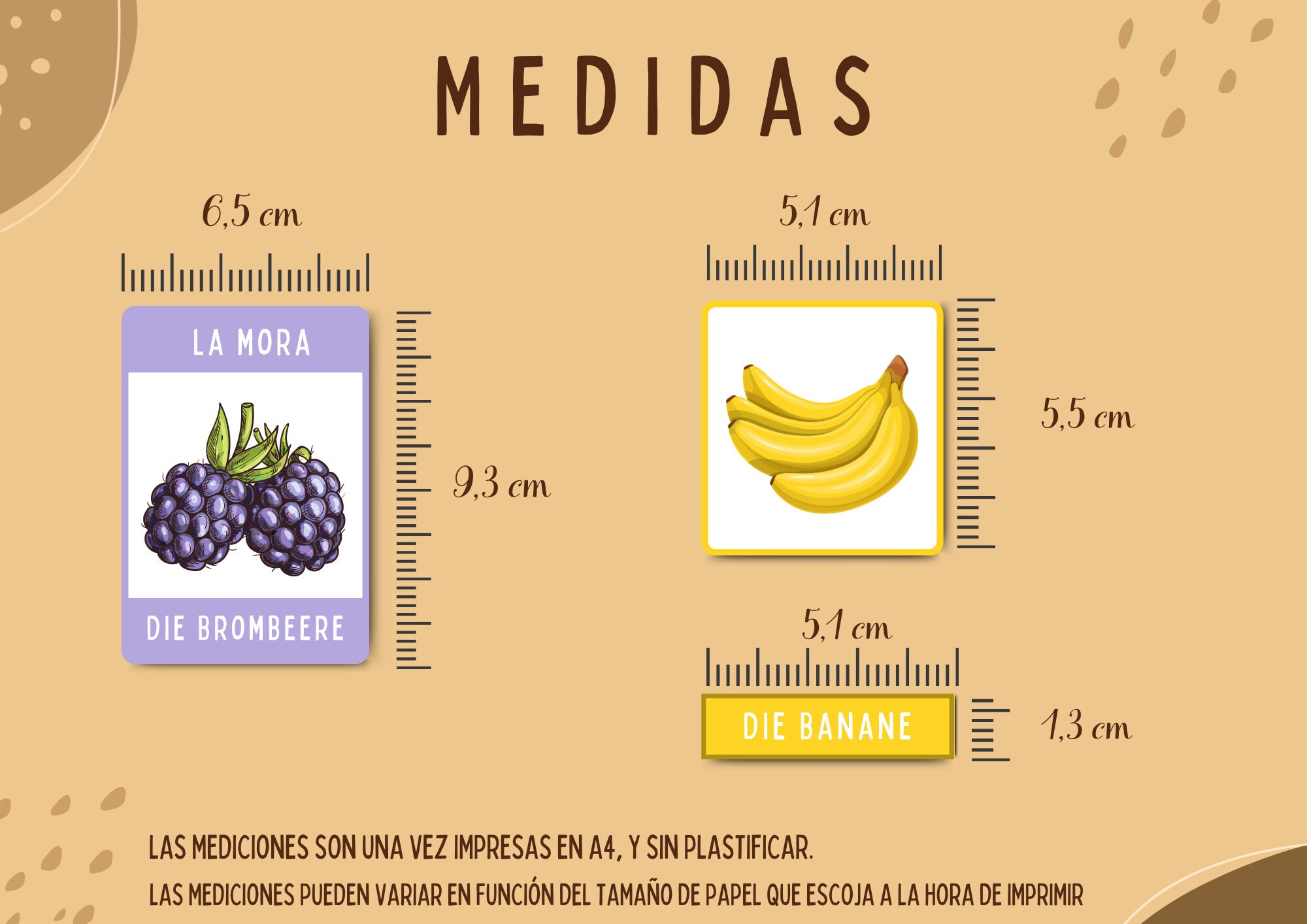 Tarjetas de frutas educativas para niños Tarjetas imprimibles aleman y ...