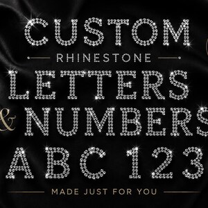 Anpassade strassbokstäver och siffror SVG, digital strassmall, personlig blingtextmall för Cricut, lagnummer, mall
