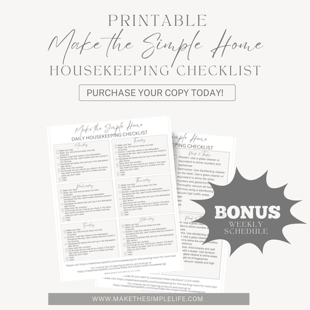 Housekeeping Checklist Created to Simplify Your Routine With BONUS ...