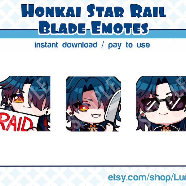 Honkai Star Rail | 3 Blade Emotes | Sticker Pack | Blade Chibi | Twitch Emote | Discord | Streamers | Chibi Emotes | Youtube Stream | Emotes