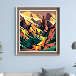 Rocky Mountain National Park Cubism Wall Art | Instant Digital Download |  Square Ratio | 36x36 in |