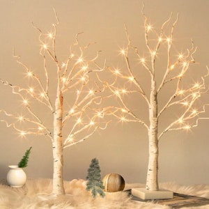6' Lighted Christmas White Birch Twig Tree Outdoor Decoration - Warm White  LED Lights 