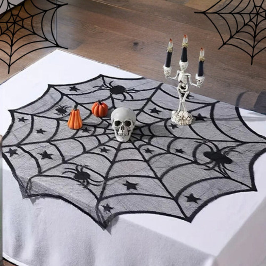 Round Spider  Table Runner Spider  Halloween Table Etsy