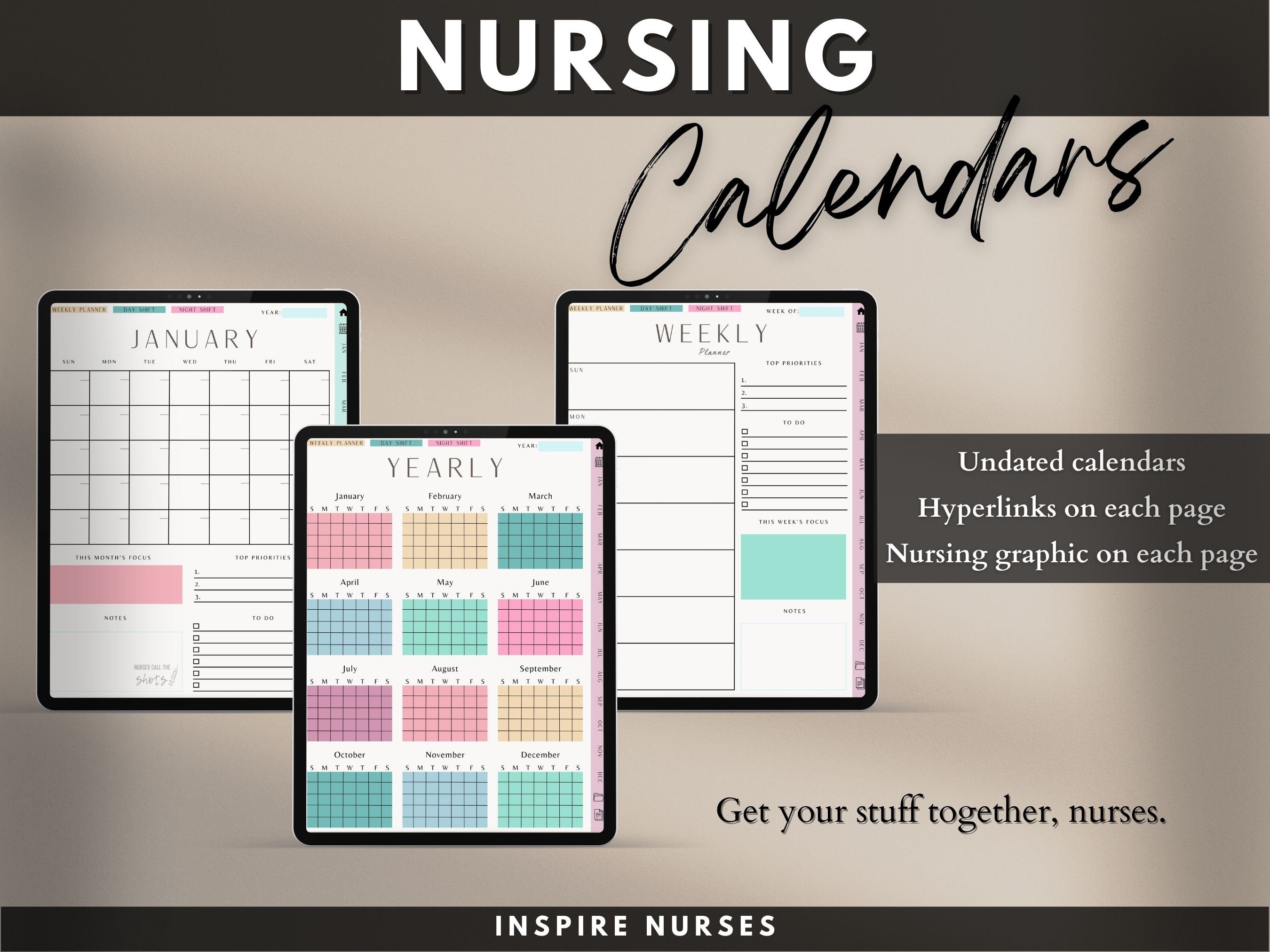 Nurse Planner, Undated Nursing Planner, Digital Planner, Nursing Notes