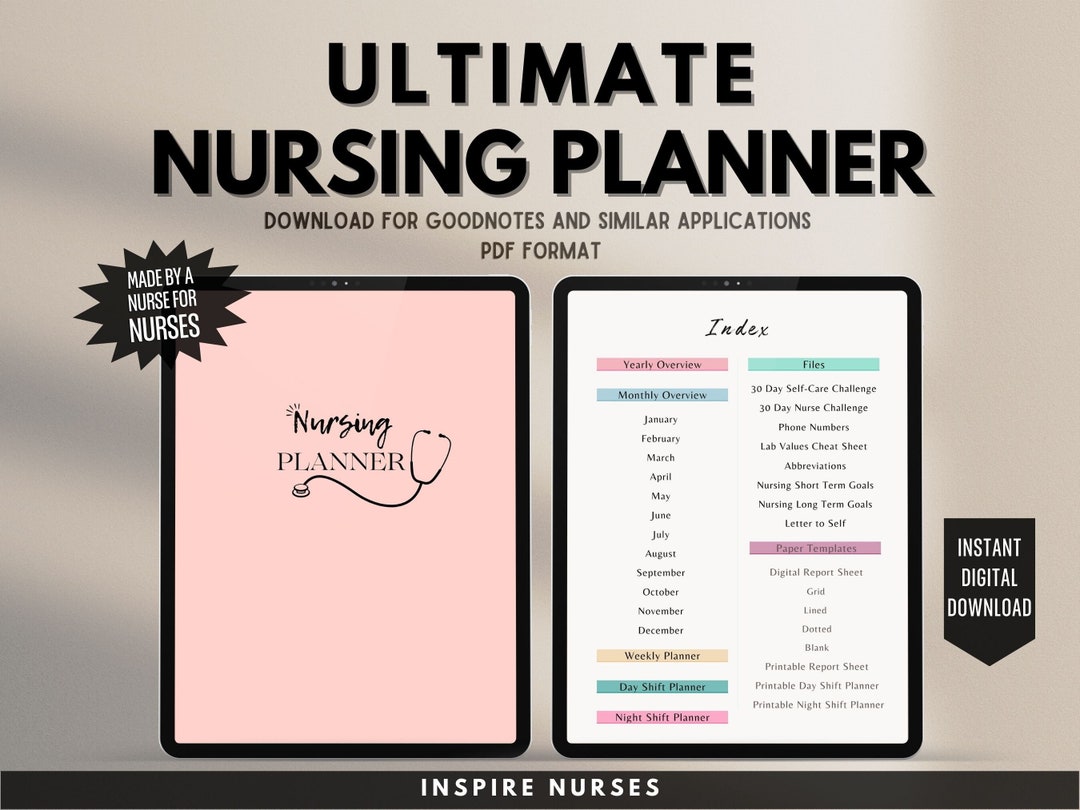 Nurse Planner, Undated Nursing Planner, Digital Planner, Nursing Notes