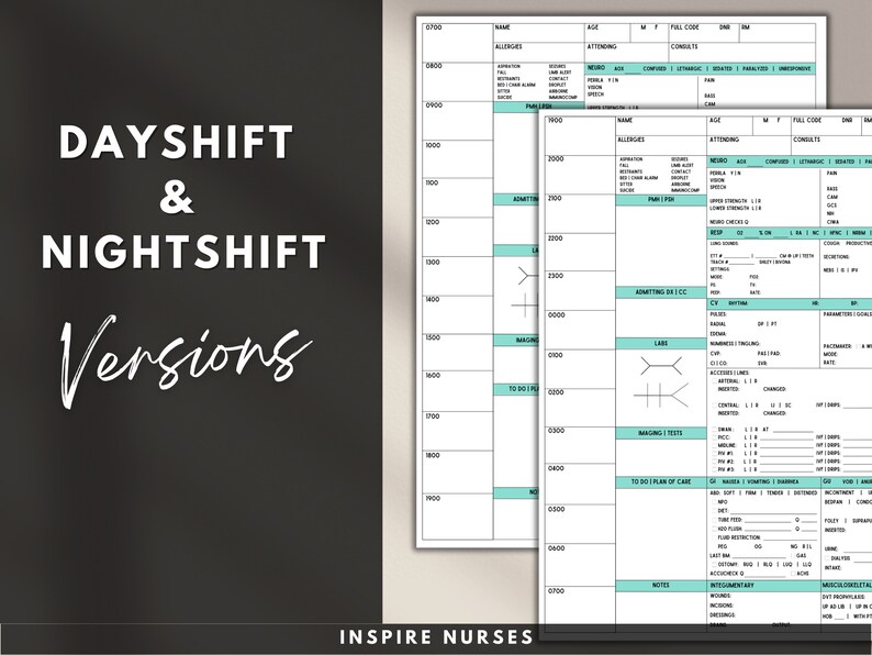 ICU Nurse Report Sheet With Hourly Rounding ICU Nursing - Etsy