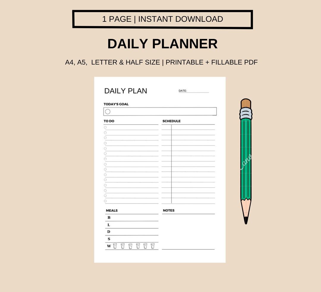Daily Planner Printable Daily to Do List Productivity - Etsy