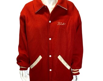 Vintage Red Wool Varsity Jacket Hewitt Golf Size 36 Mens High School Retro