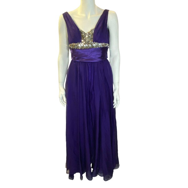 Vintage Women's Gown Size XS Purple Dress Sequins Formal Prom Goddess dress