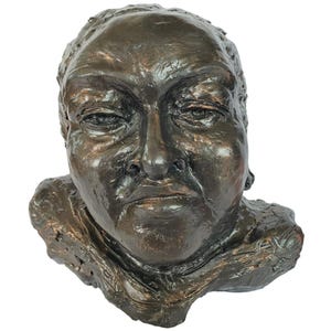 Art Sculpture Bust Bronze Patina Ceramic Portrait Woman After Rodin Antiqued