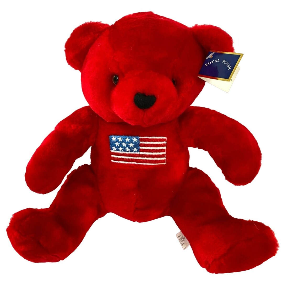 Vintage Royal Plush Toys Bear NWT 9 1/2 Red White Blue Etsy