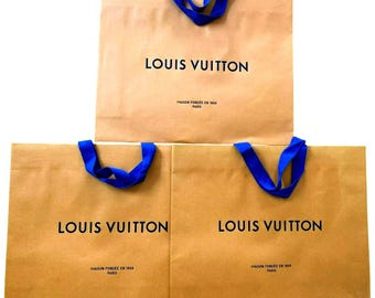 Authentic LOUIS VUITTON LV Shopper Paper Bag Tote Orange 19x15.25x4.75" Set of 3