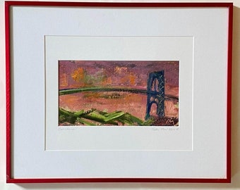 Jill Stasium Landscape Painting New York City NYC Bridge Original Signed by Listed Artist