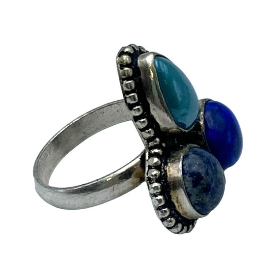 Vintage Sterling Silver Ring Size 9 Womens Lapis … - image 4