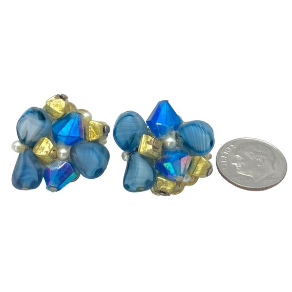 Vintage Crown Trifari Earrings Opalescent Clip On… - image 6