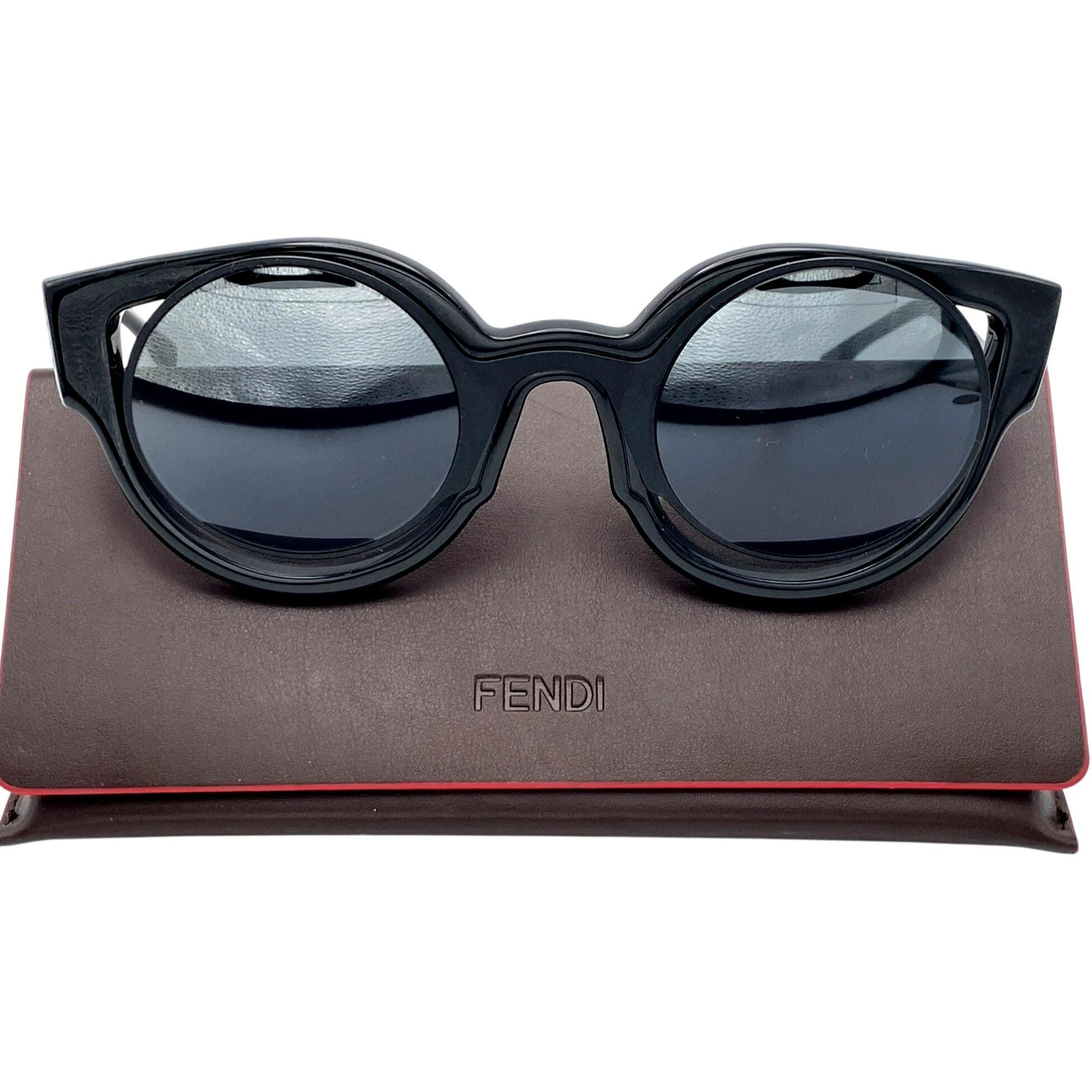 Fendi Paradeyes Black Sunglasses Women Cat Eye Tinted (FF 0137/S) w/Case Fendi Acetate Fendi Roma Cat Eye Sunglasses FF 0435/S Black  main image 2