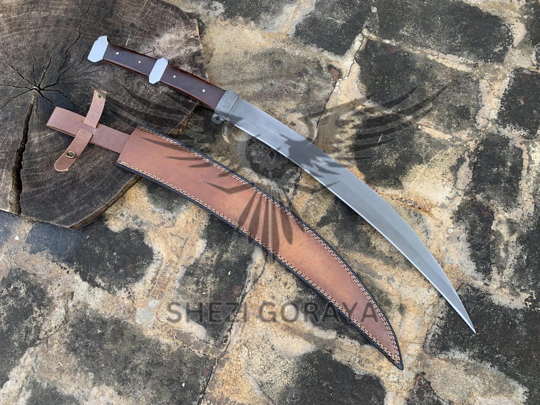 Handmade D2 Steel Full Tang Sword: Acid Black Blade, Leather Sheath - Etsy