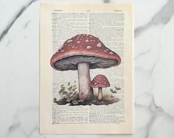 Mushroom Themed Dictionary Page | Dictionary Page Art | Dictionary Prints | Flower Prints | Wall Art Prints