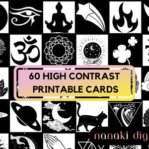 PRINTABLE Spiritual High Contrast Baby Cards. Cartes sensorielles en noir et blanc pour le développement de la stimulation infantile PDF Téléchargement numérique Montessori