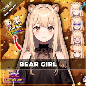 Listo para usar Vtuber, Brown Bear Girl / Modelo prefabricado y preestablecido, listo para transmitir / Vtube Studio / Twitch / Uso comercial / Listo para usar imagen 1