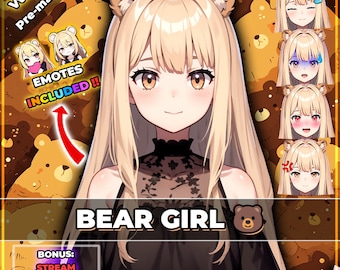 Listo para usar Vtuber, Brown Bear Girl / Modelo prefabricado y preestablecido, listo para transmitir / Vtube Studio / Twitch / Uso comercial / Listo para usar