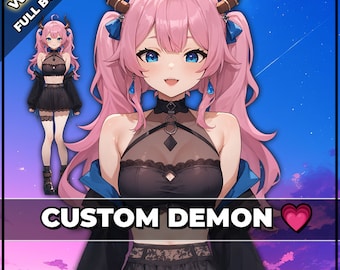 Vtuber listo para usar, demonio personalizado / modelo prediseñado y preconfigurado, listo para transmisión / Vtube Studio / Twitch / uso comercial / completamente equipado