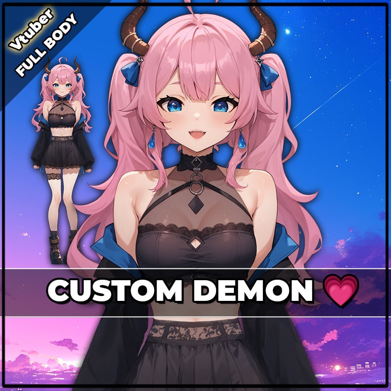 Ready to Use Vtuber, Custom Demon / Premade & Presetup model, ready for streaming / Vtube Studio / Twitch / Commercial use / Fully Rigged