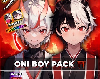 Ready to Use Vtuber, Red Oni Boy PACK / Premade & Presetup model, PNGTUBER INCLUDED / Vtube Studio / Twitch / Commercial use / Combo / Male