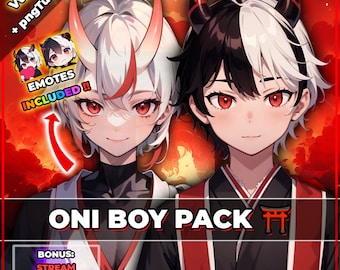 Red Oni Boy Vtuber-model: kant-en-klaar + png-tuberpakket