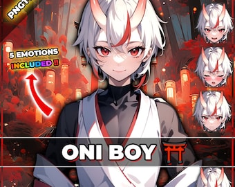 Oni Boy PNGTuber Model: 5 Emotions, Ready to Stream
