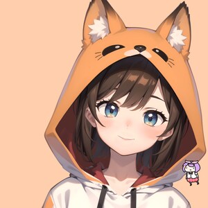 Puede incluir: Una joven con cabello casta&ntilde;o lleva una sudadera con capucha blanca con una capucha en forma de zorro. La capucha es naranja con ojos negros y una nariz negra. La mujer sonr&iacute;e y mira hacia la derecha.