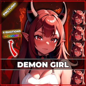 pngTuber, Demon Succubus Girl 2d Vtuber / Premade & Presetup model with 5 expressions, ready for streaming / Veadotube / Twitch / Ready Use