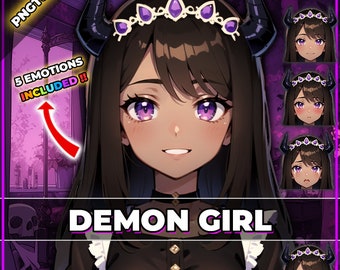 Dark Demon Girl PNGTuber Model, 5 Expressions (Veadotube)