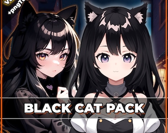 Black Cat Girl Vtuber Model: Ready to Use Neko Avatar (PNGtuber)