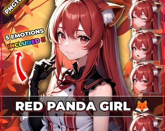 pngTuber, Red Panda Girl 2d Vtuber / Modelo prediseñado y preconfigurado con 5 expresiones, listo para transmisión / Veadotube / Twitch