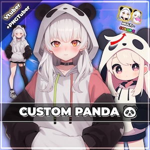 すぐに使えるVtuber、カスタムパンダガールVtuber＆PngTuberパック、ストリーミング対応 / Vtube Studio / Twitch / フルボディ / 商用利用
