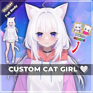 Customizable Cat Neko Girl Vtuber Model: Fully Rigged for Vtube Studio